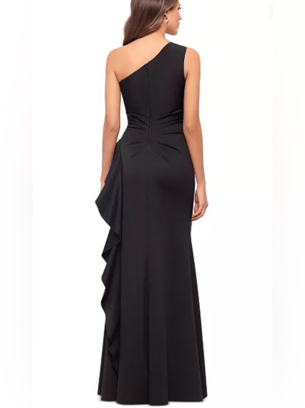 Xscape Petite Ruffled One-Shoulder Scuba Gown Size 6 - Picture 5 of 5